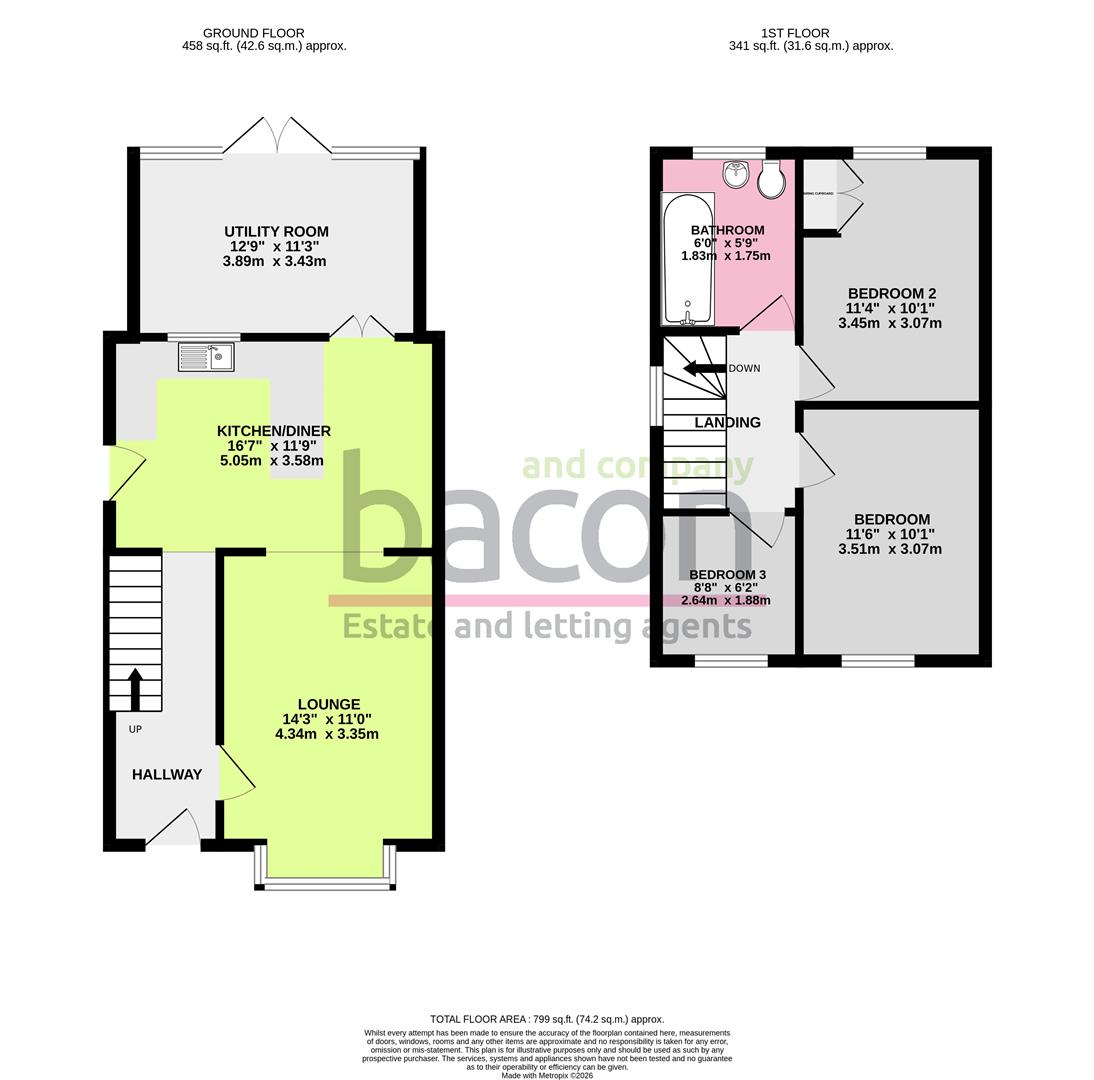 Floor Plan | House - Semi-Detached | Penfold Road, Broadwater, Worthing, West Sussex, BN14 8PH | For Sale